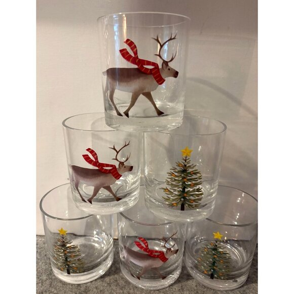 Set of 6 Plastic Christmas Wondershop From Target Reindeer/Christmas Tree  #2652 - Picture 2 of 3